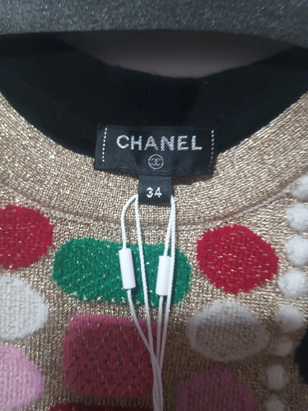 CHANEL Black Crewneck Sweater with Cross Motif Size 34 XS